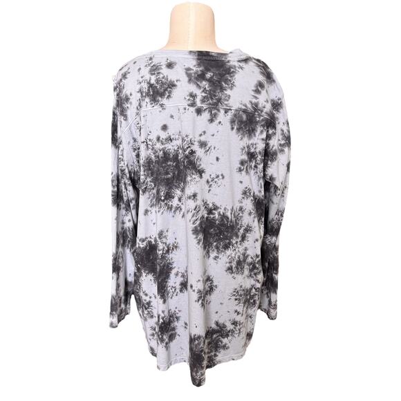 LOGO by Lori Goldstein Women’s Tie Dyed Print Blue Gray T-Shirt Cardigan Top 2X - Picture 5 of 13
